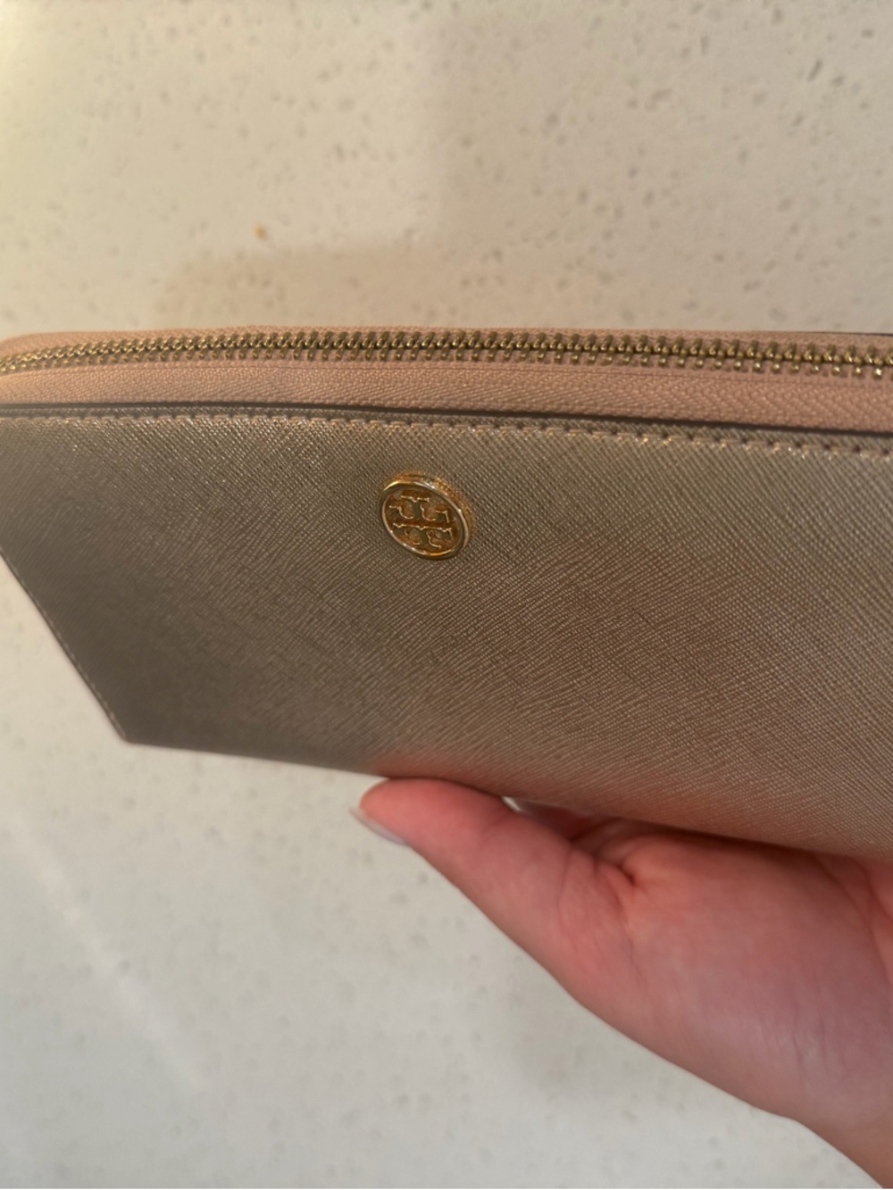 Tory Burch Metallic Rose Gold Zip Wallet - Picture 3 of 7
